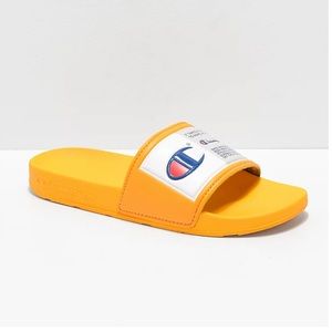 Champion slide sandals yellow and white